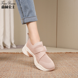 森林公主女鞋商场同款老爹鞋女2022新款头层牛皮圆头一脚蹬女鞋