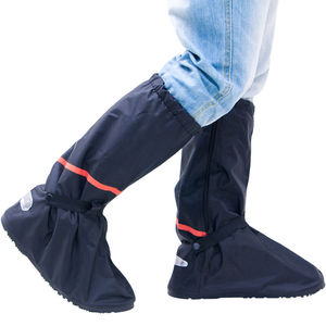 强迪牛津布橡胶底防水鞋套高筒加厚底防滑防雨鞋套雨靴雨具黑色m