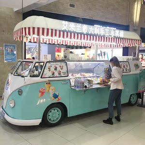 复古街景大众t1餐车小吃车商场美陈装饰摆件售货奶茶咖啡冰淇淋车