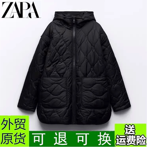 2023秋季新品女装黑色宽松连帽棉服长款夹克外套棉衣 5854222 800