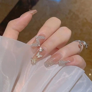 美甲贴片长款可拆卸指甲成品可穿戴反复女可摘可戴方头中假指甲