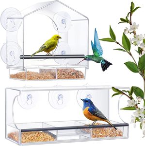 亚克力喂鸟器悬挂式喂食器鸟笼户外吸附式透明有机玻璃小型鸟食盒
