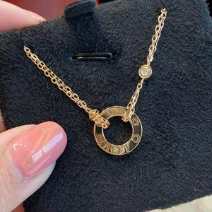 蒂芙尼tiffany钉子双环轻奢小众女夏项链ins网红同款18k玫瑰金lov