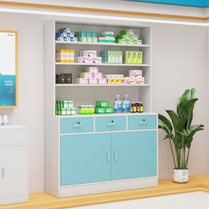 大容量药店药柜药房展示柜药品架货架木质诊所西药柜玻璃配药柜
