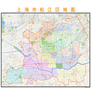 上海市松江区地图高清定制2022城市街道交通卫星办公会议室挂图