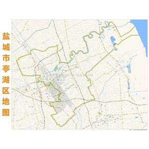 盐城市亭湖区地图 高清定制2022城市街道交通卫星办公会议室挂图