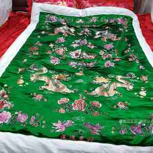 被套单件结婚丝绸被罩软缎绸缎面红色婚庆纯棉斜纹布料包边喜被罩