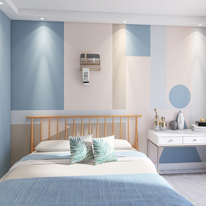 北欧风莫兰迪色墙纸卧室床头电视背景墙墙布客厅几何拼色壁纸壁布