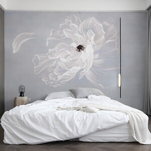 新中式墙布沙发客厅墙纸卧室床头花朵电视背景墙壁纸壁布法式自粘