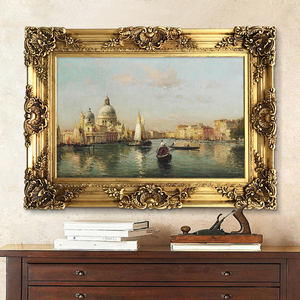 世界名画欧式复古客厅风景装饰画玄关壁炉挂画威尼斯油画欧洲建筑