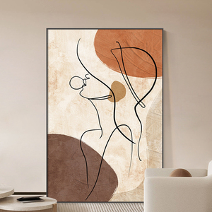 现代简约客厅装饰画抽象艺术线条沙发背景落地画人物入户玄关挂画
