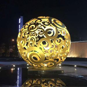 不锈钢镂空球雕塑定制大型售楼部水景观装饰发光金属铁艺圆球摆件