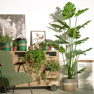 北欧仿真植物龟背竹假树大型盆栽室内橱窗造景装饰绿植摆件