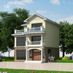 新品三层别墅设计施工图纸农村自c户房二层半小洋两楼间小建型楼