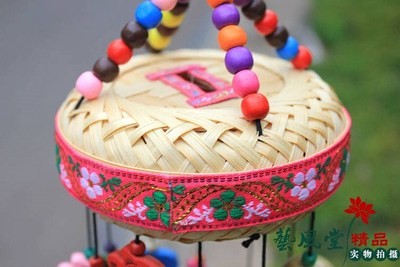 云南民族风竹编鼓风铃挂饰家居餐厅酒吧阳台装饰傣族风格创意挂件