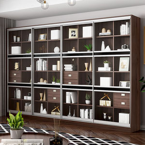 强象北欧钢化玻璃推拉门柜定制落地储物收纳满墙书架定做款式8(四