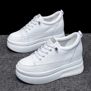 内增高小白鞋10公分高坡跟内曾高女鞋新款春季百搭松糕鞋小个子春