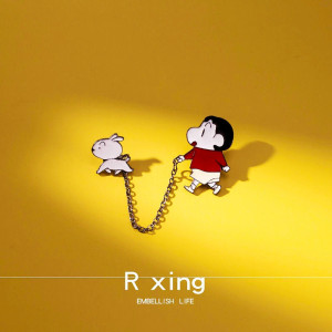 蜡笔小新遛狗胸针男女装饰别针扣可爱日系徽章ins潮个性包包配饰