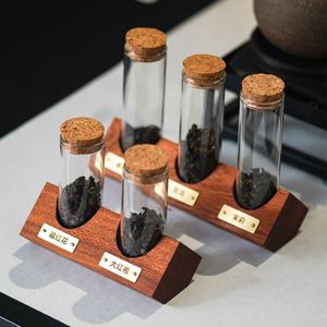 创意茶叶玻璃罐展示架咖啡豆透明试管样品实木架子定制防霉密封罐