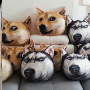 3d二哈抱枕doge神烦狗头靠垫哈士奇暖手座椅腰靠床头靠枕沙发靠背