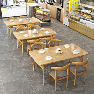 北欧餐桌家用小户型简约餐桌椅面馆长方形食堂饭桌快餐饭店小吃店