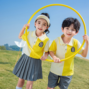 儿童校服套装小学生班服夏季定制春秋款黄色运动会幼儿园园服夏装