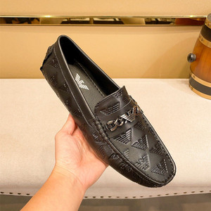 正品阿玛尼男鞋2022新款真皮鞋子休闲皮鞋男士驾车一脚蹬豆豆鞋男