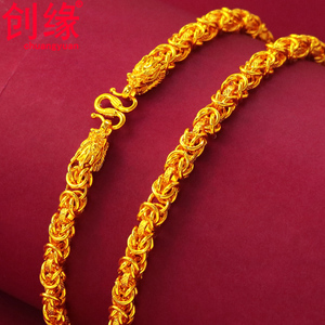 2022金男士项n链粗四方龙骨链子磨砂仿真黄金项链大