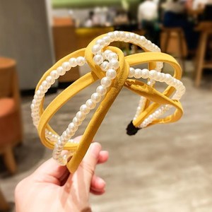 压发圈网红2021年新款小红书推荐韩国新款甜美珍珠打结发卡压发头