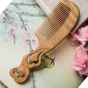 送妈妈礼物檀木梳子送妈妈生日礼物绿檀雕花梳子防静电送婆婆礼物
