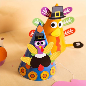 感恩节手工火鸡南瓜帽子儿童做手工的东西小朋友制作材料包小礼物