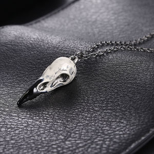 欧美朋克乌鸦头骨骷髅吊坠 动物骨头万圣节饰品项链