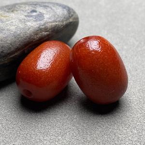 天然老蜜蜡古董老蜡枣珠桶珠单珠枣红色橘纹皮散珠锁骨链手串配珠