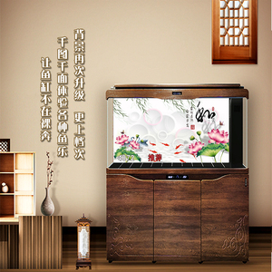 2020鱼缸背景贴纸3d立高体清图鱼缸壁纸背景纸r壁画家和万事兴水5