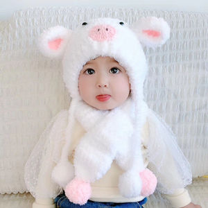抖音小酒儿同款可爱小猪年护耳宝宝帽子婴儿帽加厚绒毛帽冬款保暖