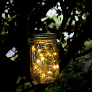 【高端品质】萤火虫灯户外太阳能感应梅森瓶led萤火虫小挂彩灯闪