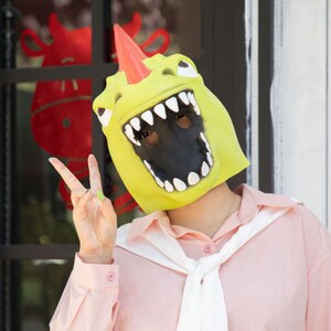 恐龙面具头套绿搞笑抖音同款全脸面具节日装扮道具可爱cos网红舞