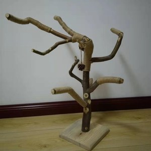 新工鹦鹉站架桌面鸟架o小型实木硬木安全树枝游戏树驯鸟伯劳小太