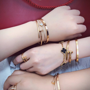 cartier/卡地亚18k玫瑰金黄金juste un clou钉子头尾钻手镯情侣女