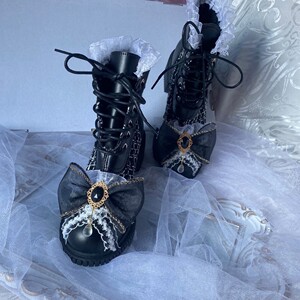 回力解忧原创手作现货春秋款黑色lolita靴子洛丽塔哥特暗黑高跟鞋