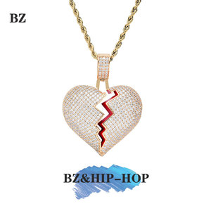 王琳凯小鬼同款爱心项链心碎满钻吊坠潮牌男女情侣嘻哈说唱毛衣链