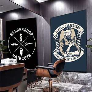 理发店墙面装饰画男士发型发廊挂画工业风画美发店barbershop海报