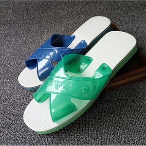 火云邪神怀旧老式拖鞋夏季休闲浴室海绵软底蓝白拖火云/蓝色9.5号