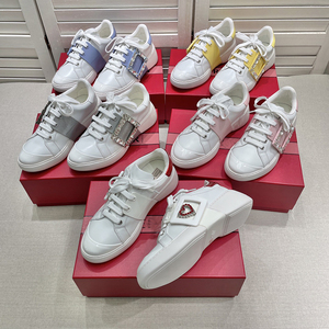 rv小白鞋女明星款2023系带厚底增高钻扣休闲运动方扣平底板鞋