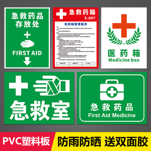 医药急救箱安全标识牌应急药品医箱十字兽医药品中医存放处医疗组标志