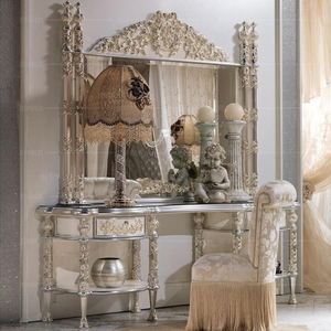 欧式奢华公主梳妆台三件套法式实木雕花化妆桌意大利别墅家具妆台