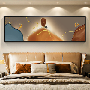 卧室床头简约装饰画现代轻奢主次卧房间背景墙壁画多图案设计定制