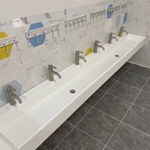 幼儿园卫生间洗手台人造石一体盆定制儿童洗手盆长条洗手池亚克力