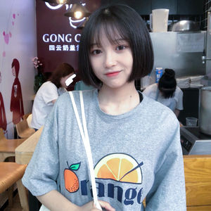 假发女短发学生内扣中分空气刘海短卷发圆脸bobo头逼真帅气短发套