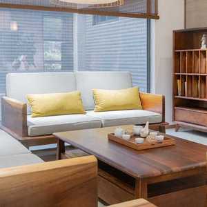 东家实木家具 东家家具胡桃木实木沙发新中式家具原木沙发布艺沙